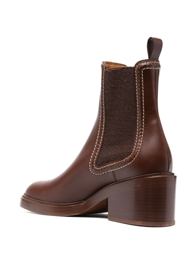 Shop Chloé Mallo Calf-leather Ankle Boots In Brown