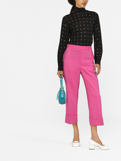 Dsquared2 Belt Loop Button Cuff Hem Trousers In Pink