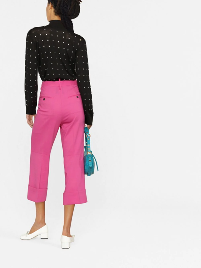 Dsquared2 Belt Loop Button Cuff Hem Trousers In Pink