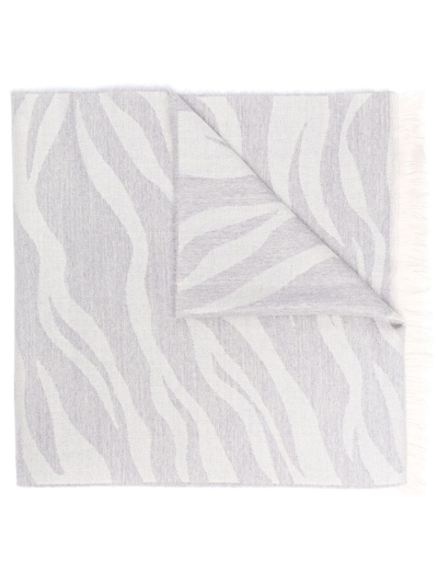 Shop Peserico Graphic-print Virgin Wool Scarf In Grey