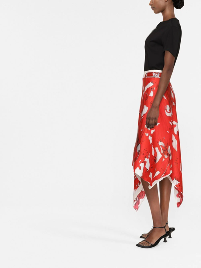 Shop Az Factory Meerkat-print Midi Skirt In Red
