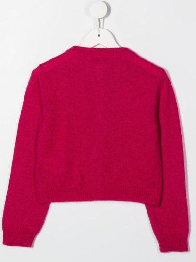 Shop Simonetta Fine-knit Cardigan In Pink