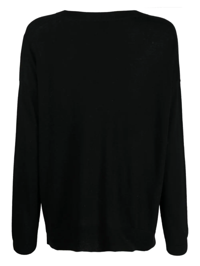 Shop Allude Fine-knit V-neck Jumper In Black
