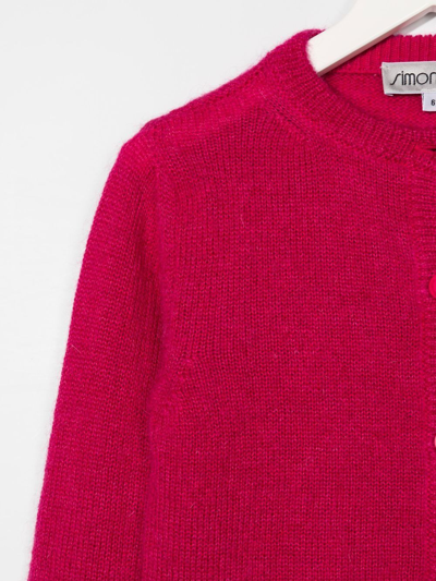 Shop Simonetta Fine-knit Cardigan In Pink