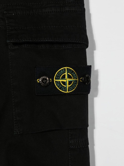 Shop Stone Island Junior Logo-patch Cargo Trousers In Black