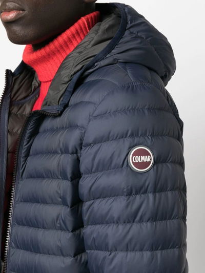 Shop Colmar Quilted Hooded Down Jacket In Navy