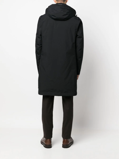 Shop Herno Hooded Longline Padded Coat In Black
