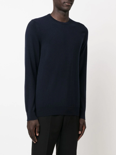 Shop Fedeli Round-neck Fine-knit Jumper In Blue