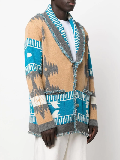 Shop Alanui Icon Bandana Cardigan In Neutrals