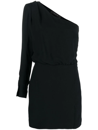 Shop Federica Tosi One-shoulder Mini Dress In Black