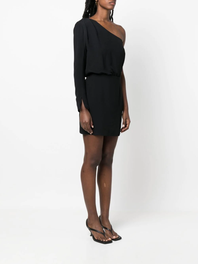 Shop Federica Tosi One-shoulder Mini Dress In Black