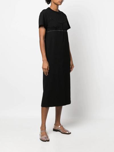 Shop Sacai Paneled Midi Shift-dress In Black