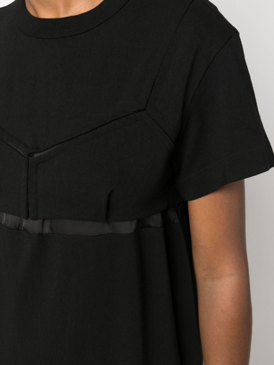 Shop Sacai Paneled Midi Shift-dress In Black