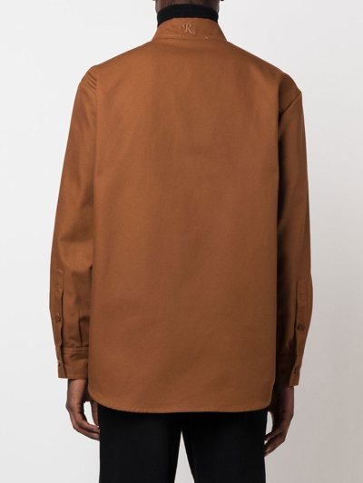 Raf Simons Logo-patch Shirt In Brown