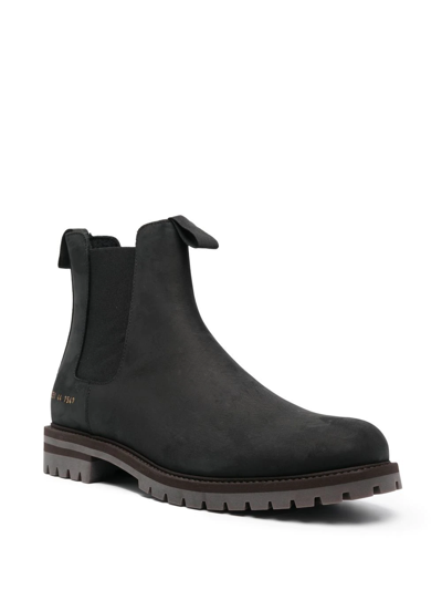 Common Projects Ridged Leather Chelsea Boots In Black