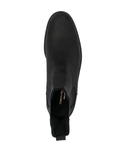 Common Projects Ridged Leather Chelsea Boots In Black