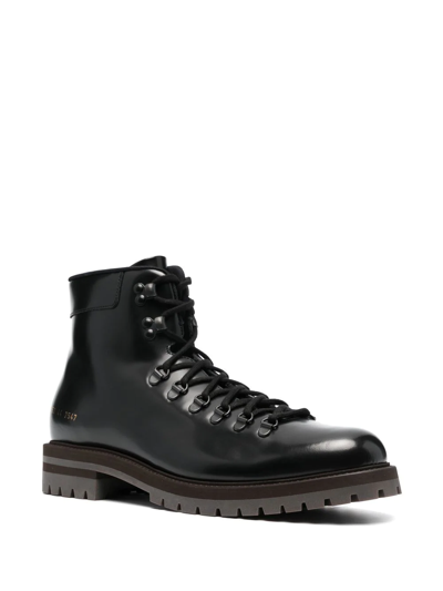 Shop Common Projects Lace-up Leather Ankle Boots In 7547 Black