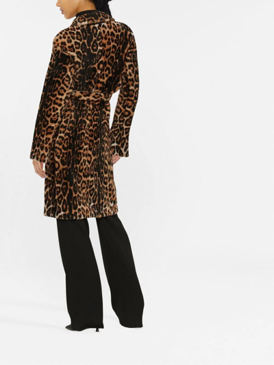 Yves Salomon Reversible Belted Leopard-print Shearling Coat In Brown