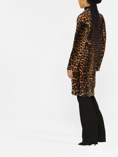 Yves Salomon Reversible Belted Leopard-print Shearling Coat In Brown