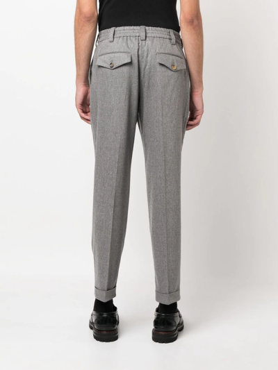 Shop Pt Torino Mid-rise Cropped-leg Trousers In Grey