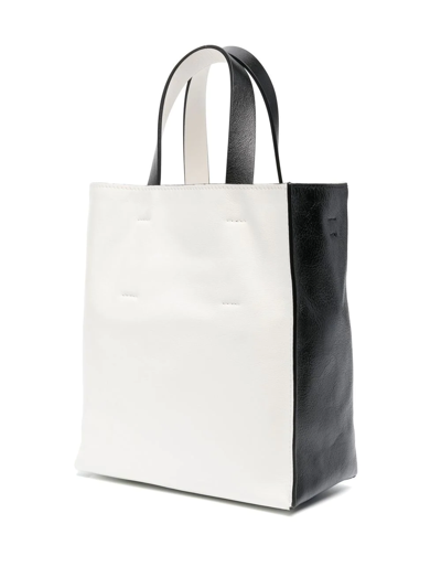 Shop Marni Colour-block Leather Tote Bag In Black