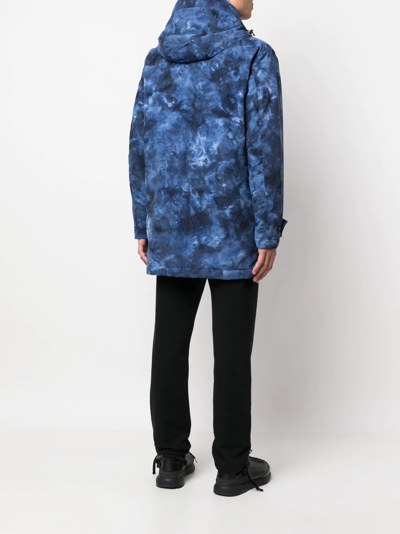 Shop Paul & Shark Abstract-pattern Print Parka In Blue