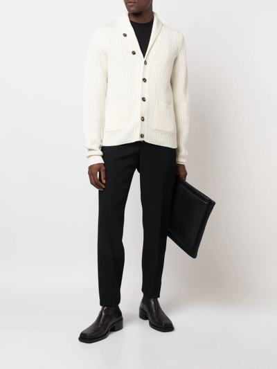 Shop Tom Ford Ribbed-knit Cardigan In White
