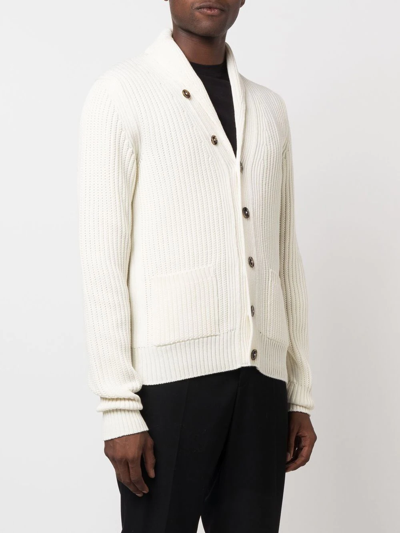 Shop Tom Ford Ribbed-knit Cardigan In White