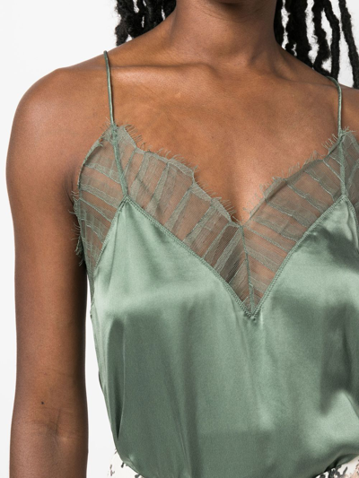 Shop Iro Berwyn Lace-trimmed Silk Top In Green
