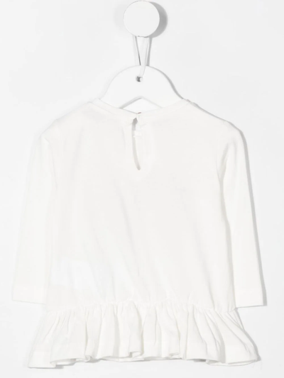 Shop Monnalisa Long-sleeve Ruffle T-shirt In White