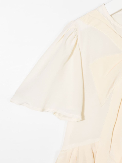 Shop Stella Mccartney Teen Bow-detailk Silk Blouse In Neutrals