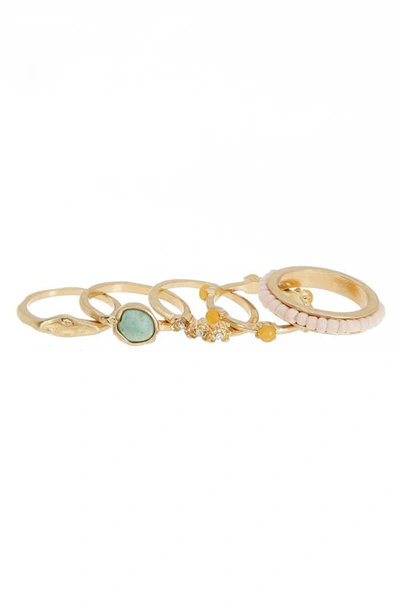 Shop Melrose And Market Flower & Stone Molten Rings In Blush Multi- Gold