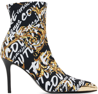 Versace Jeans Couture baroque-print Ankle Boots - Black