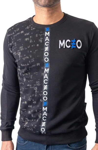 Maceoo Future Black Stretch Cotton Graphic Sweater In Black