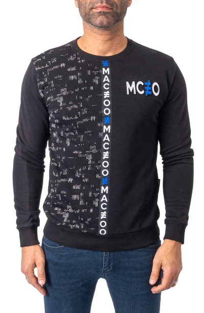 Maceoo Future Black Stretch Cotton Graphic Sweater In Black