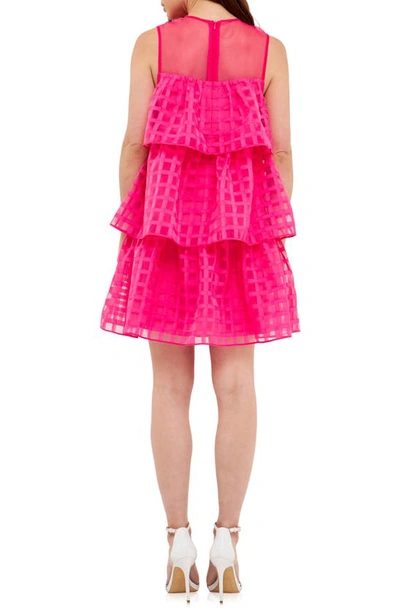 ENGLISH FACTORY ENGLISH FACTORY GRID PATTERN TIERED ORGANZA MINIDRESS 