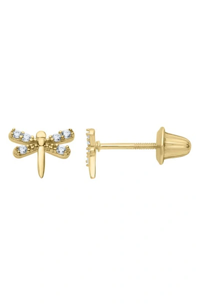 Mignonette 14k Gold & Cubic Zirconia Dragonfly Stud Earrings In Gold