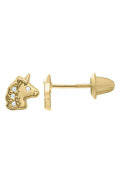 Mignonette 14k Gold & Cubic Zirconia Unicorn Stud Earrings In Gold