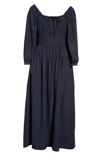 Shop Madewell Sophia Twill Midi Dress In Dark Baltic