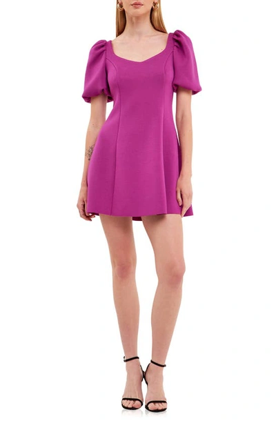 English Factory Puff Sleeve Minidress In Orchid