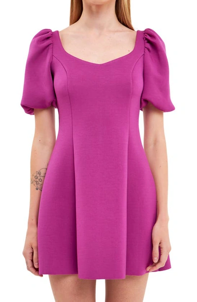 English Factory Puff Sleeve Minidress In Orchid