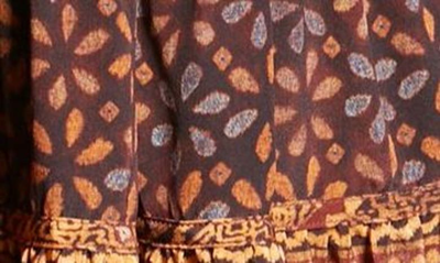 Shop Ulla Johnson Hayana Floral Mix Print Long Sleeve Silk Dress In Agate