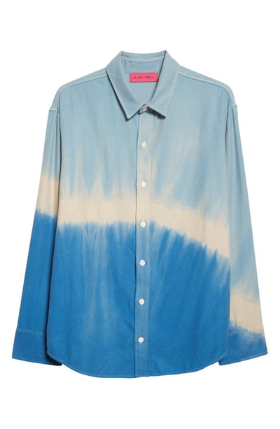 Shop The Elder Statesman Blot Oversize Tie Dye Button-up Shirt In Oatmeal/ Navy