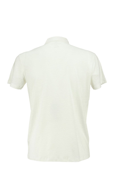 Shop Majestic Filatures Linen Polo Shirt With Short Sleeves In White