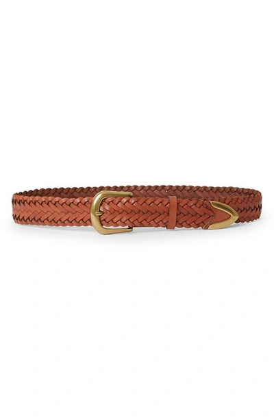 Shop B-low The Belt Tiana Woven Leather Belt In Brandy Brass