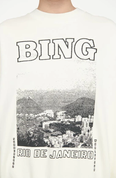 Shop Anine Bing Jaci Rio De Janeiro Organic Cotton Graphic Sweatshirt In Cream