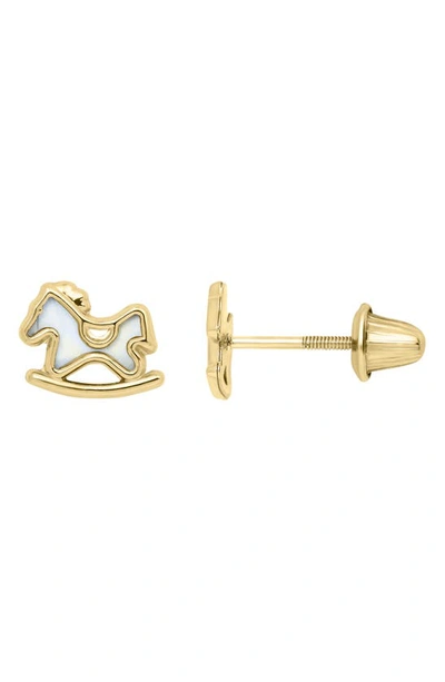 Mignonette 14k Gold & Mother-of-pearl Rocking Horse Stud Earrings In Gold