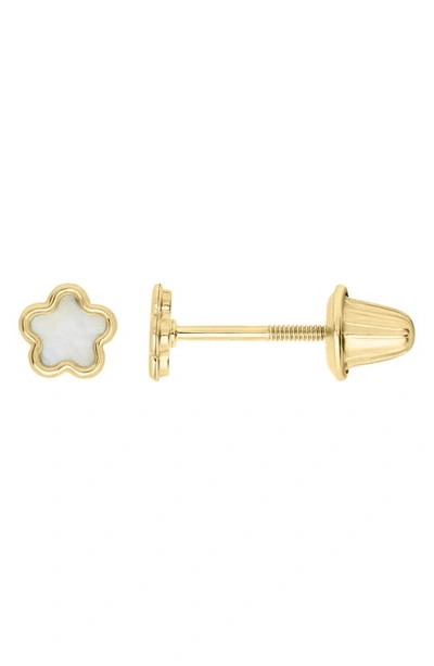 Mignonette 14k Gold & Mother-of-pearl Flower Stud Earrings In Gold