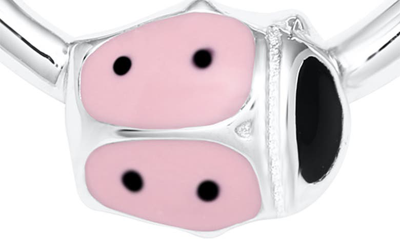 Mignonette Sterling Silver Ladybug Hoop Earrings In Silver
