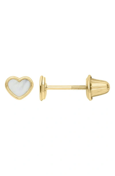 Mignonette 14k Gold & Mother-of-pearl Heart Stud Earrings In Gold